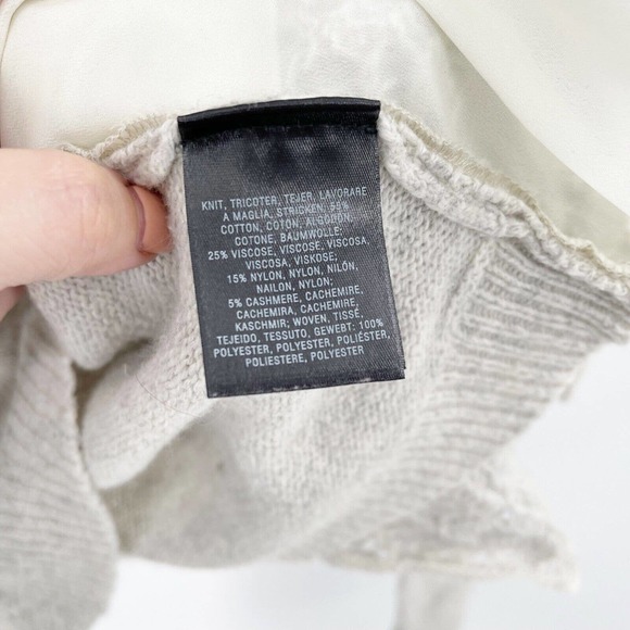 Knitted Knotted Anthropologie Cashmere Sweater Sz S Gray Crochet Panel Crewneck - Picture 7 of 9